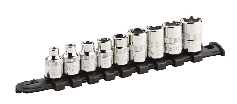 MAXIMUM E-Torx Bit Socket Set, Chrome-Plated, 9-pc V2
