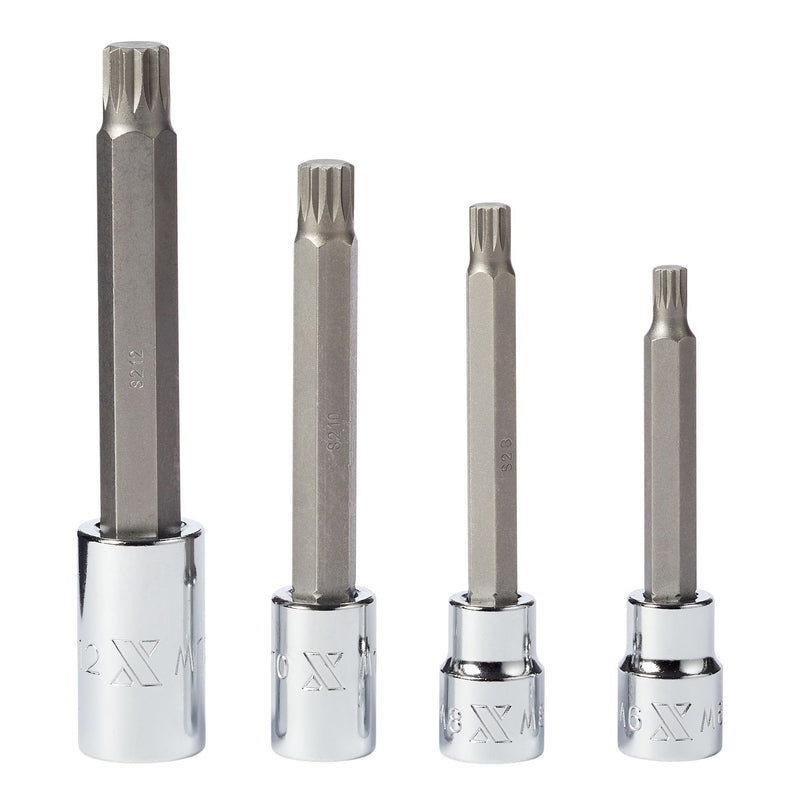 MAXIMUM Extra Long Shank Triple Square Bit Socket Set, 4-pc N2