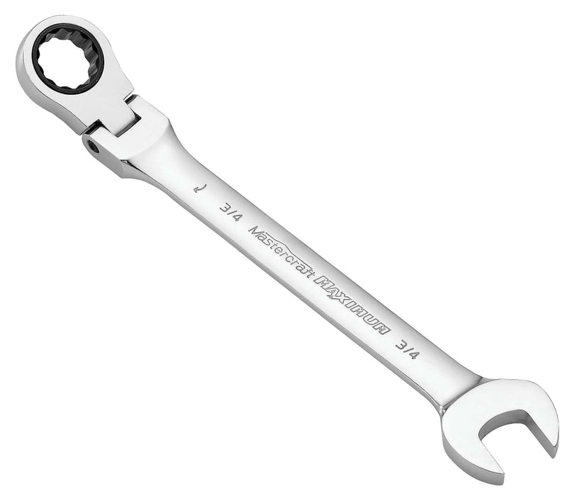 MAXIMUM Flexhead Ratcheting Wrench, Assorted Sizes, SAE/ Metric, Metal, Chrome A0
