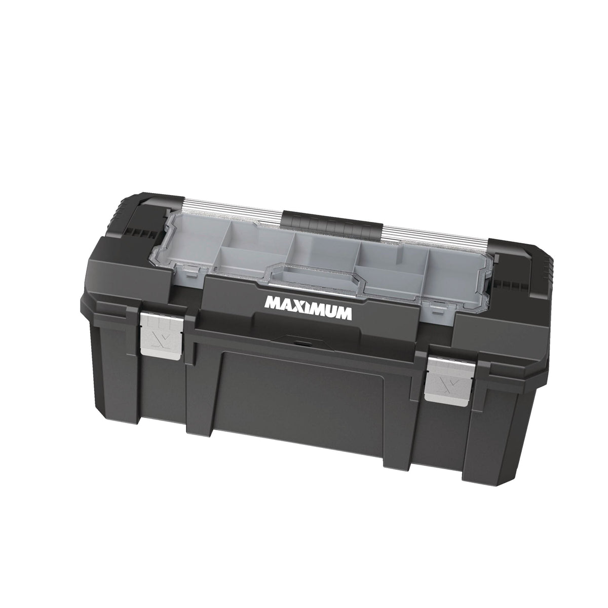 MAXIMUM Heavy-Duty Plastic Tool Box with Removable Tray & Organizer, 26-in, Black