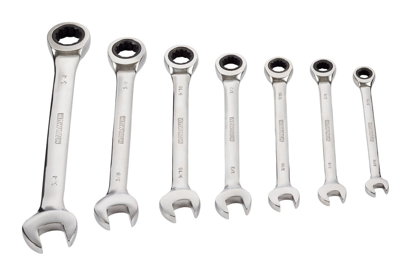 MAXIMUM Ratcheting Wrench Set, SAE, Nickel-Chrome Plating, 7-pc J5