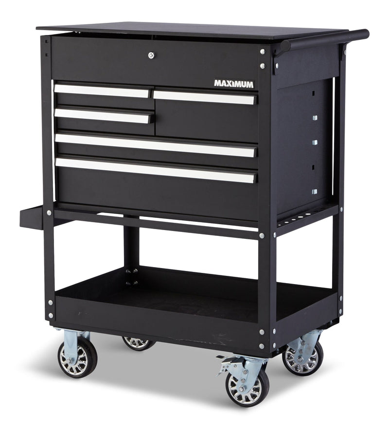 MAXIMUM Rolling Mechanics Tool Cart with 5 Drawers, Black, 30-in P4