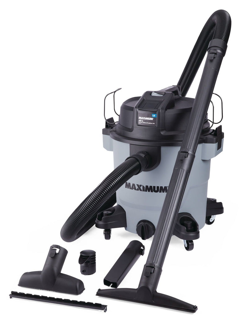 MAXIMUM VJH1211PF 6.0 Peak HP Portable Wet/Dry Shop Vacuum with Hose and Accessories, 45-L I0