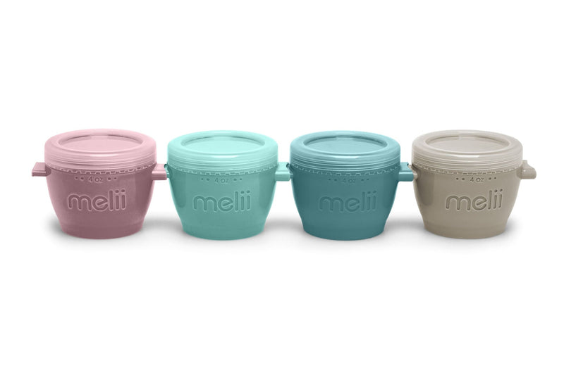 melii Snap & Go Food Storage Containers, 4-oz Pods, Multi-Colour, 4-pk X3