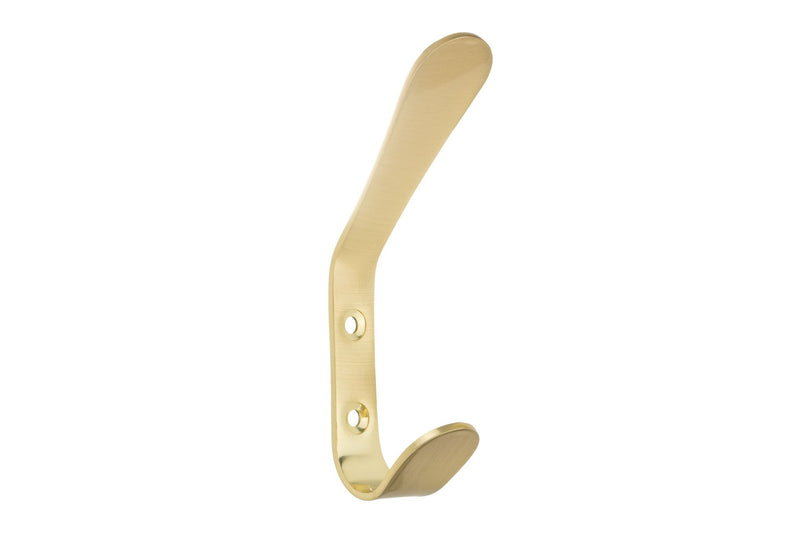 Metal Utility Double Hook, Satin Brass T1