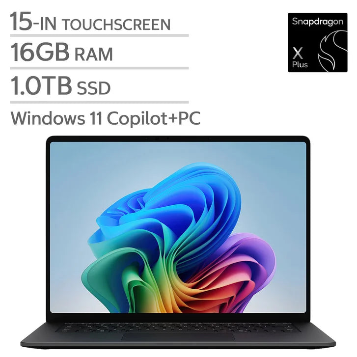 Microsoft Surface 15.0-in. Copilot+ PC Touchscreen Laptop, Qualcomm Snapdragon X2 Plus - 16GB RAM, 1 TB SSD - Black D5