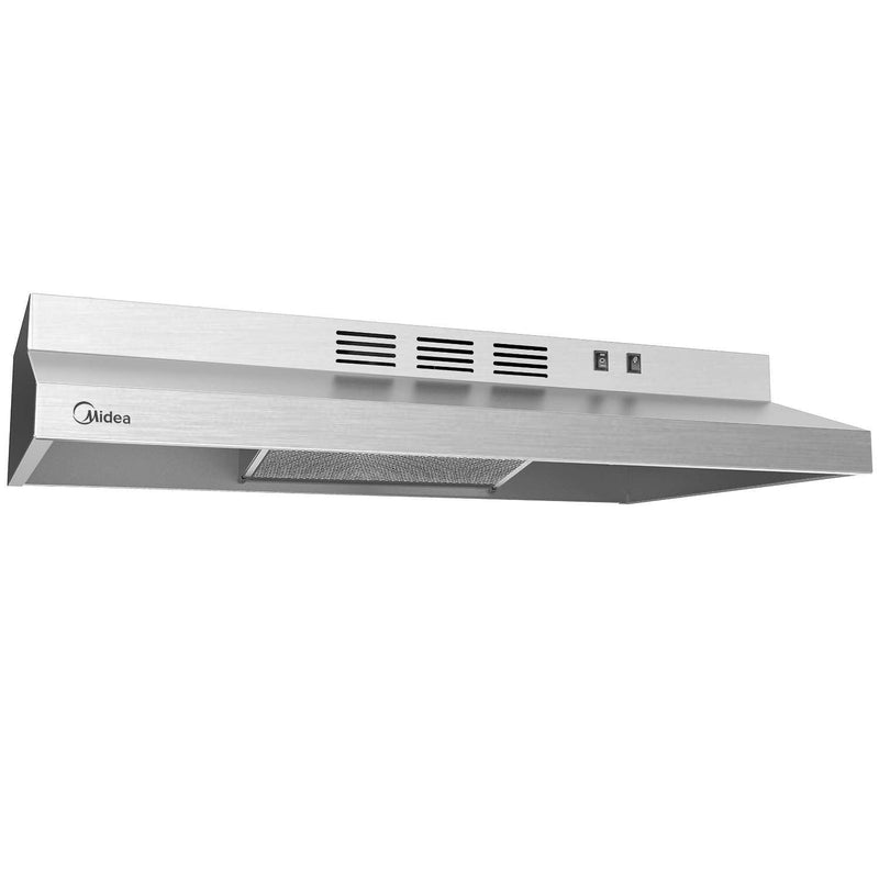 Midea Basic 200 CFM Under the Cabinet Kitchen Exhaust Fan Range Hood, Stainless Steel, 30-in L0
