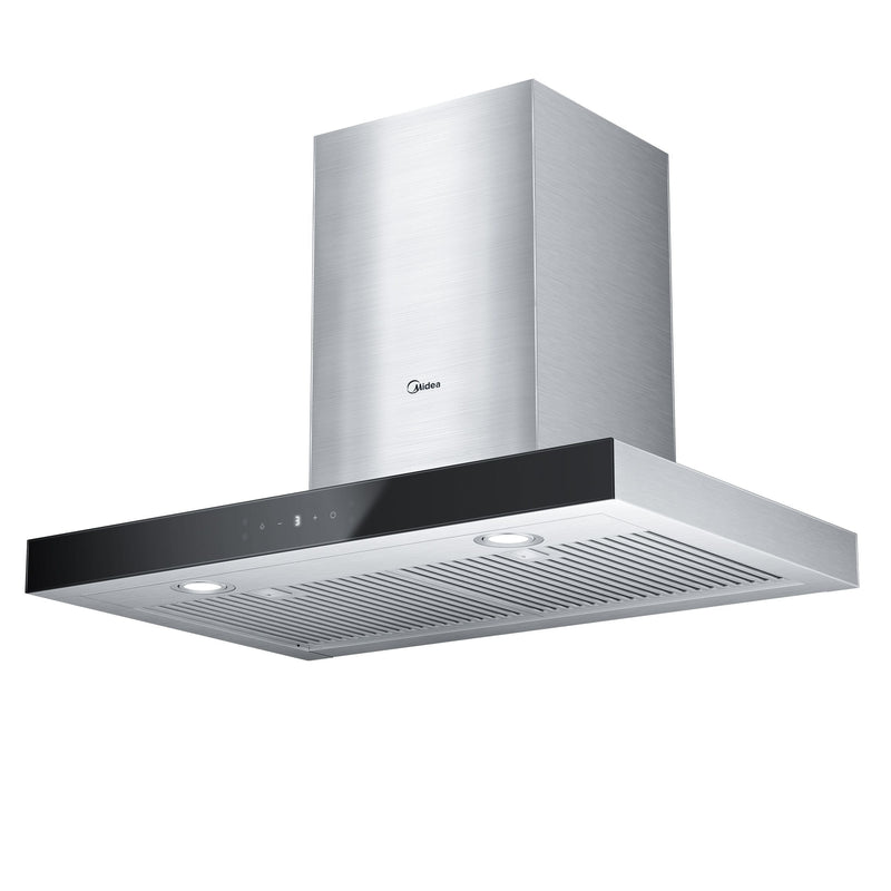 Midea Glass 450CFM T-Shape Kitchen Exhaust Fan Range Hood with Gesture Controls, Stainless Steel, 30-in S2