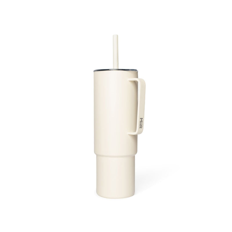 MiiR Stainless Steel Insulated All Day Straw Cup with Handle, Sandstone White, 32-oz U7