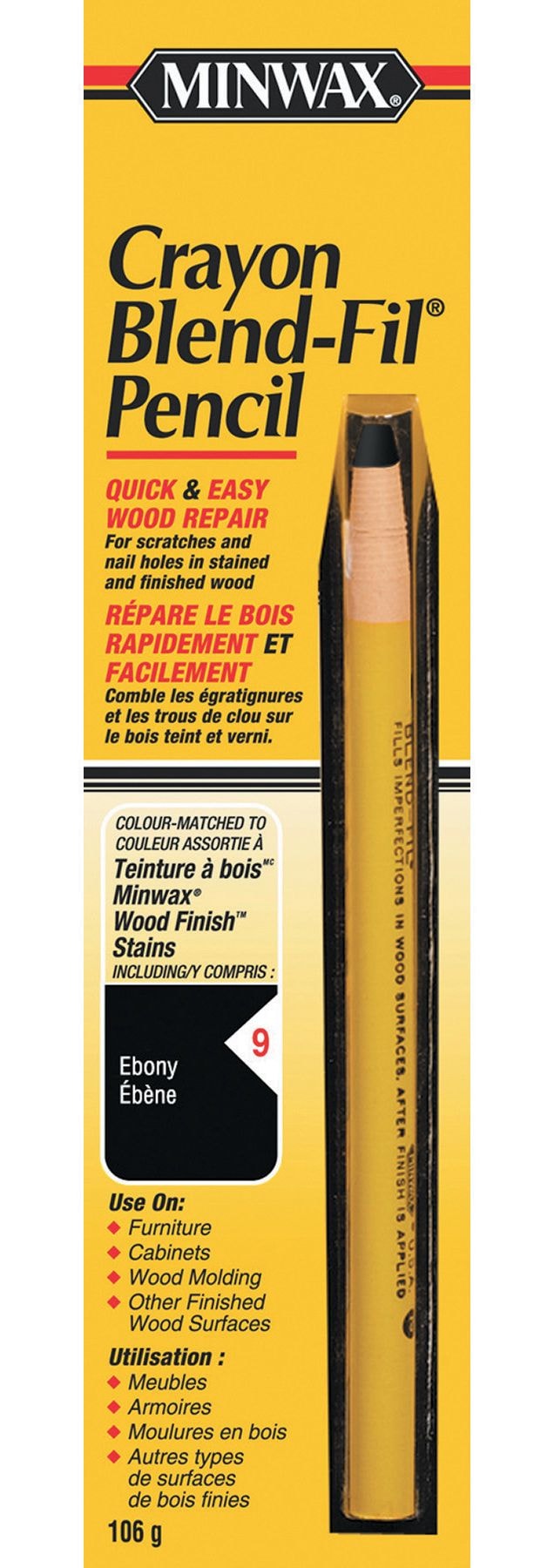 Minwax Crayon Blend-Fil Wood Pencil, Ebony J2