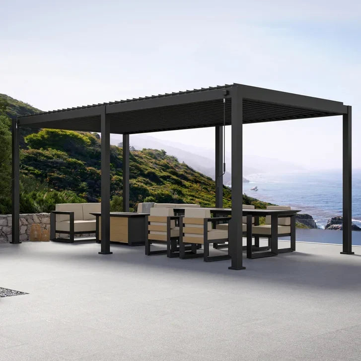 Mirador 10 ft. x 20 ft. Adjustable Louvered Aluminum Pergola J0