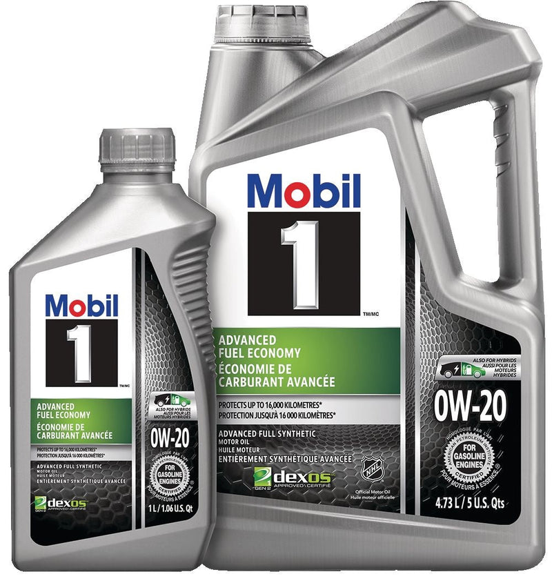 Mobil 1 Advanced Fuel Economy 0W20 Synthetic Engine/Motor Oil Set, 4.73-L + 1-L L7