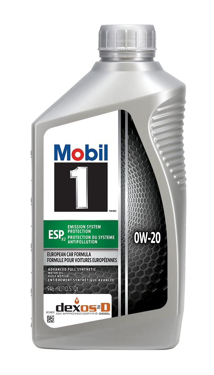 Mobil 1 ESP Emission System Protection X2 Advanced Fuel Economy 0W20 Synthetic Engine/Motor Oil, 946-mL O0