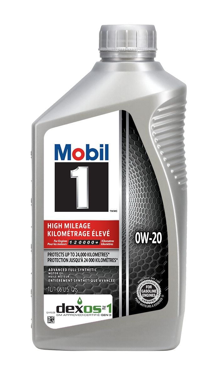 Mobil 1 High Mileage 0W20 Synthetic Engine/Motor Oil, 1-L V7