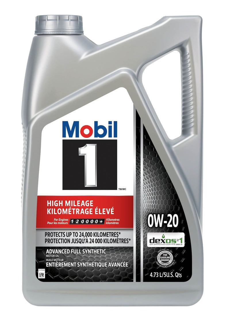 Mobil 1 High Mileage 0W20 Synthetic Engine/Motor Oil, 4.73-L Y4