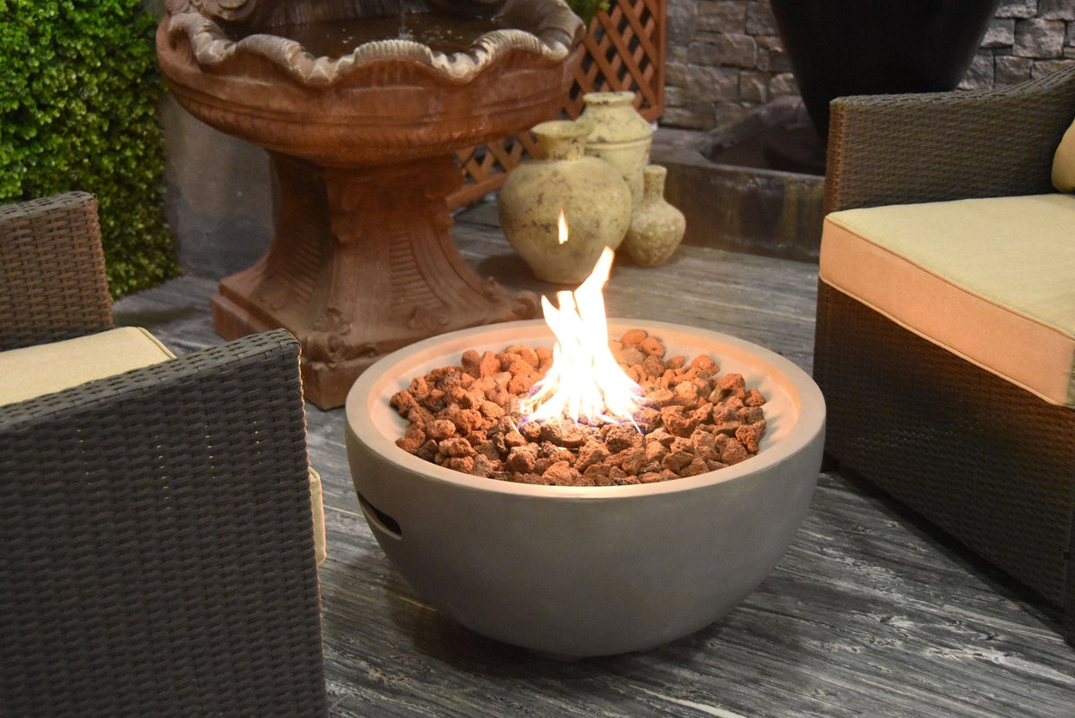 Modeno Nantucket Round Propane-Fueled Fire Bowl with Lava Rock & Canvas Cover, 40,000 BTUs, 14-in