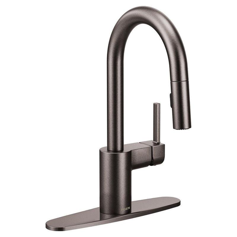 Moen Align Single Handle High Arc Pull Down Spot-Resist Sprayer Kitchen Faucet with Power Clean, Black Stainless Steel X6