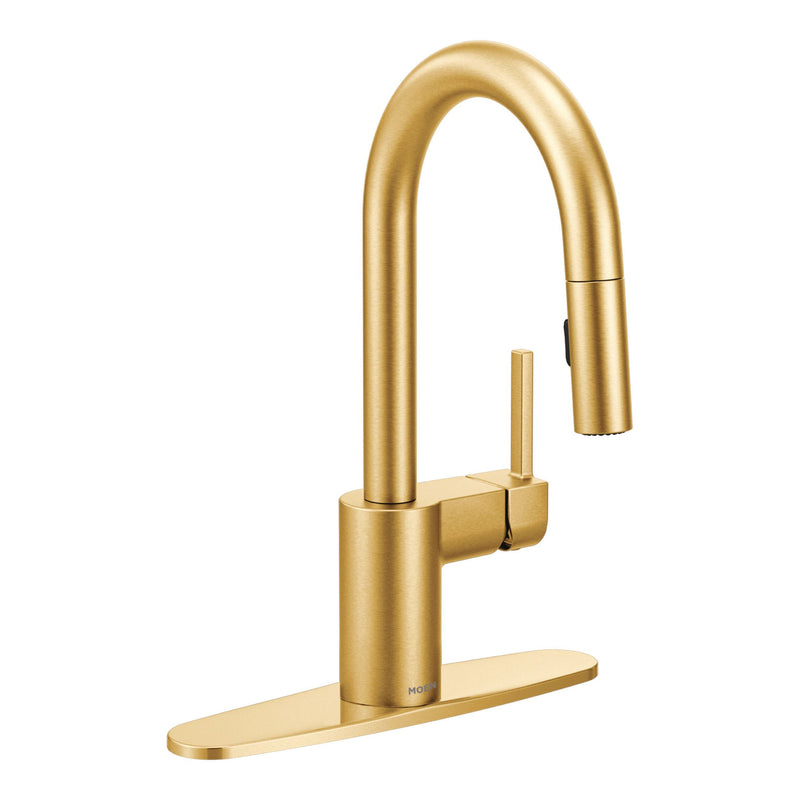 Moen Align Single Handle High Arc Pull Down Sprayer Bar Faucet, Brushed Gold J2