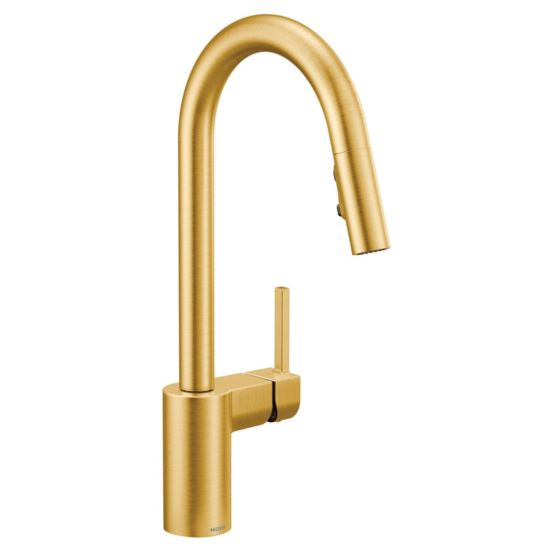 Moen Align Single Handle High Arc Pull Down Sprayer Kitchen Faucet, Brushed Gold R9