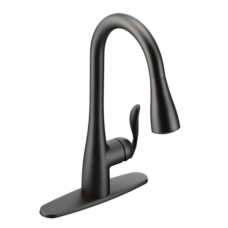 Moen Arbor Single Handle Modern Pull Down Kitchen Faucet with Reflex & Power Clean, Matte Black V4