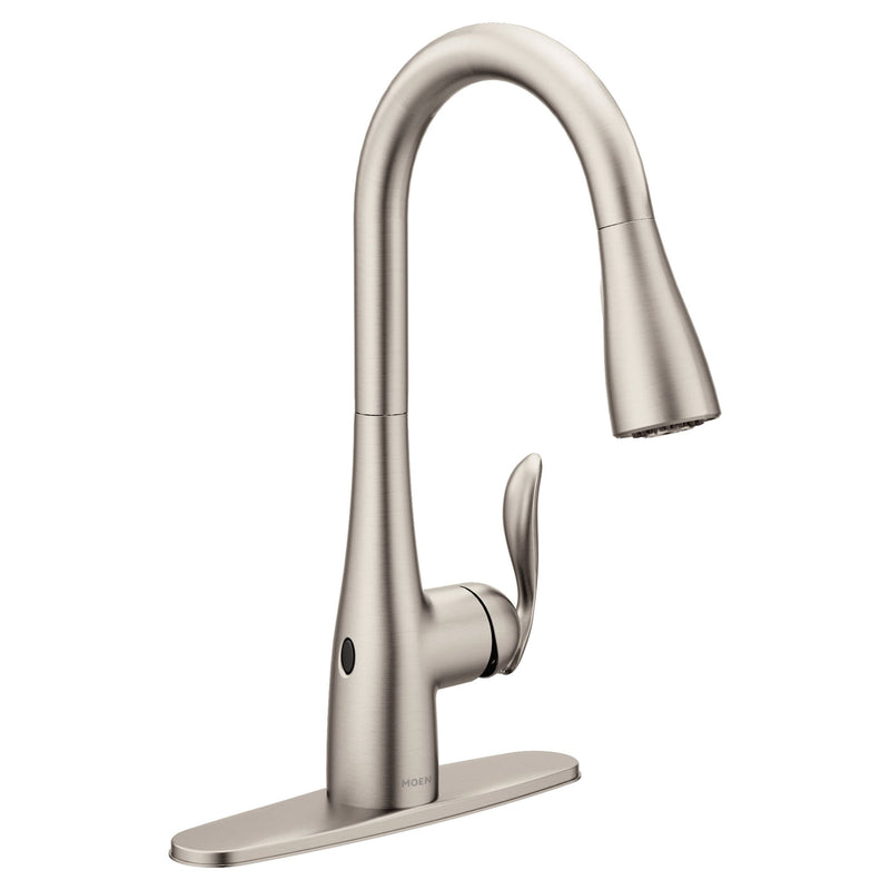 Moen Arbor Single Handle Touchless Pull Down Spot-Resist Sprayer Kitchen Faucet with MotionSense & Power Clean, Stainless Steel A8