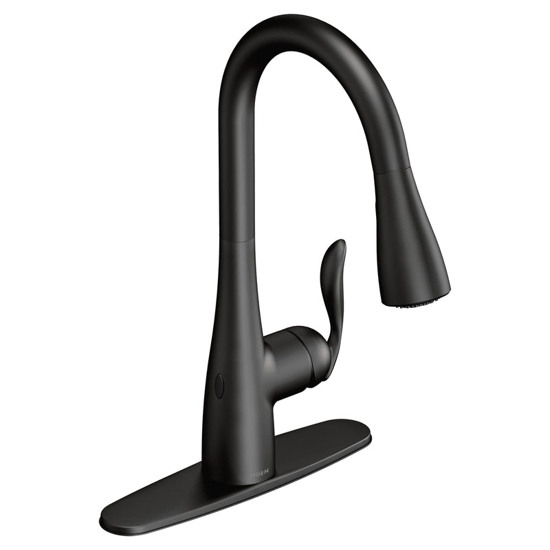 Moen Arbor Single Handle Touchless Pull Down Sprayer Kitchen Faucet with MotionSense & Power Clean, Matte Black K0