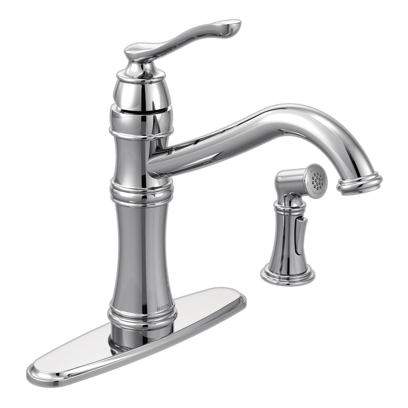 Moen Belfield Single Handle High Arc Kitchen Faucet with Side Sprayer, Chrome J8