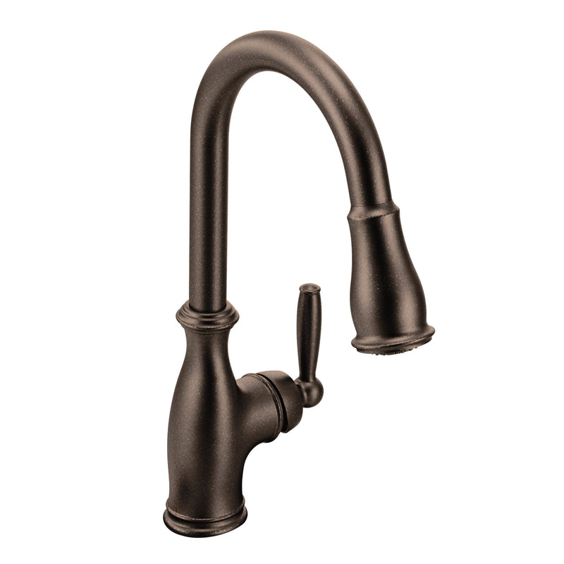 Moen Brantford Single Handle High Arc Pull Down Kitchen Faucet with Power Clean, Oil Rubbed Bronze S7
