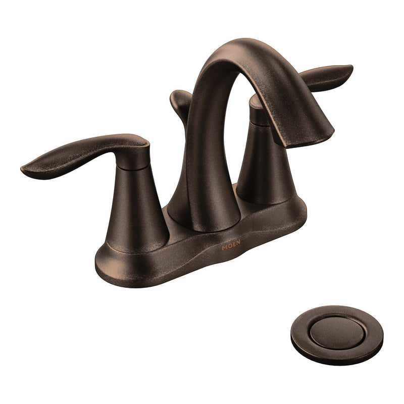 Moen Eva Double Handle High Arc 4-in Centerset Bathroom Sink Faucet, WaterSense Certified, Oil Rubbed Bronze S8