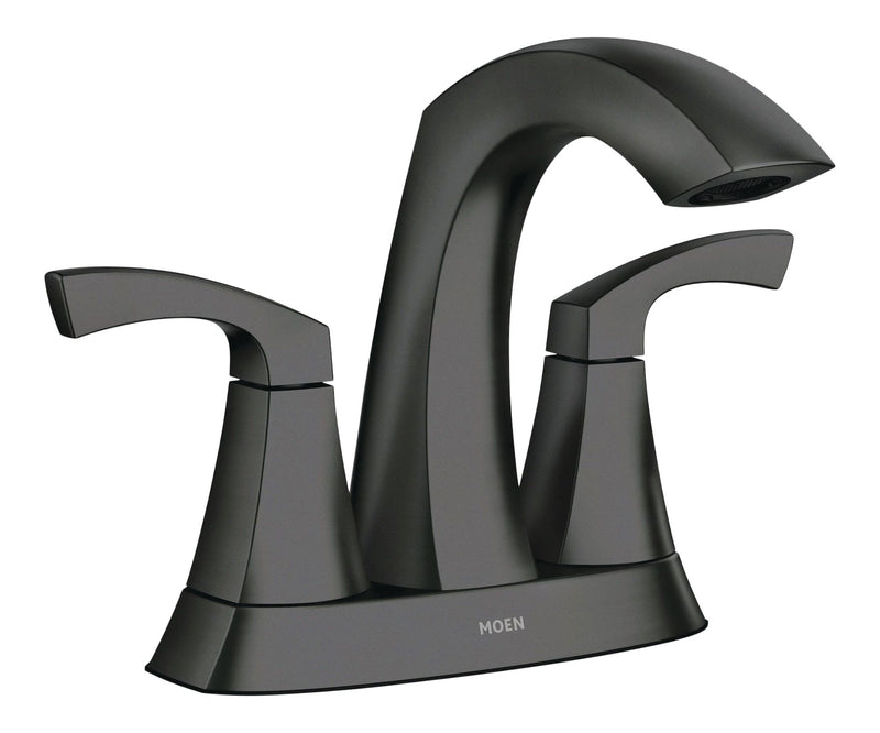 Moen Lindor Double Handle Bathroom Faucet, Meets EPA WaterSense Criteria, Matte Black P6