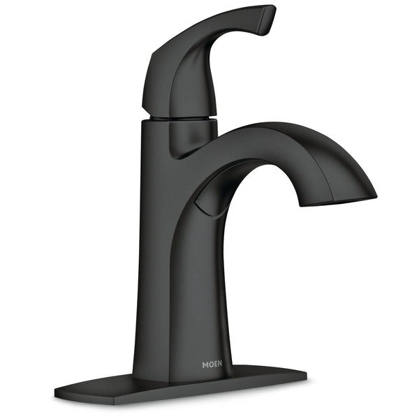 Moen Lindor Single Handle Bathroom Faucet, Meets EPA WaterSense Criteria, Matte Black R3
