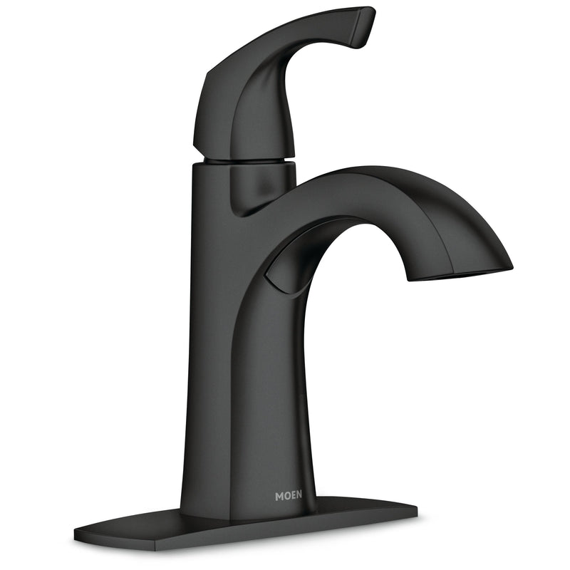 Moen Lindor Single Handle Bathroom Faucet, Meets EPA WaterSense Criteria, Matte Black R3
