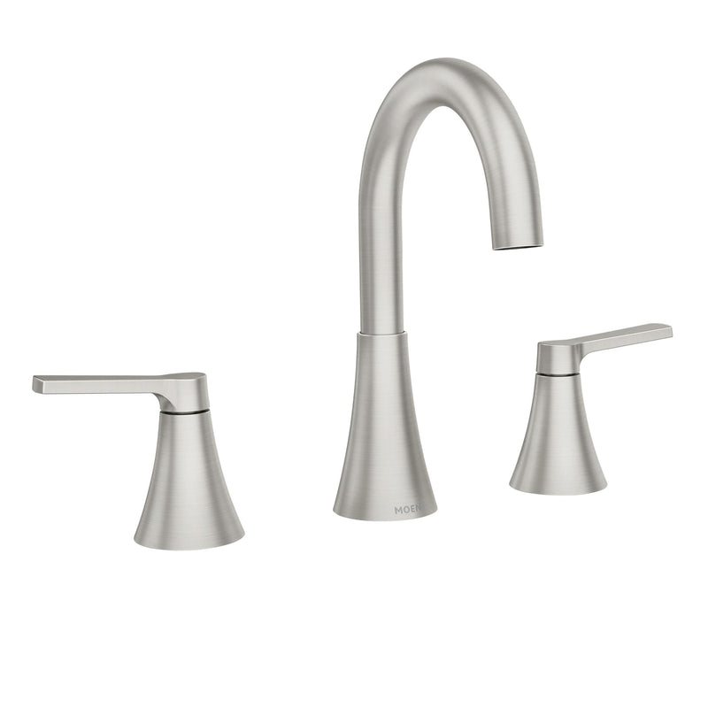 Moen Mikah Double Handle Widespread Bathroom Faucet, Spot Resist Brushed Nickel W8