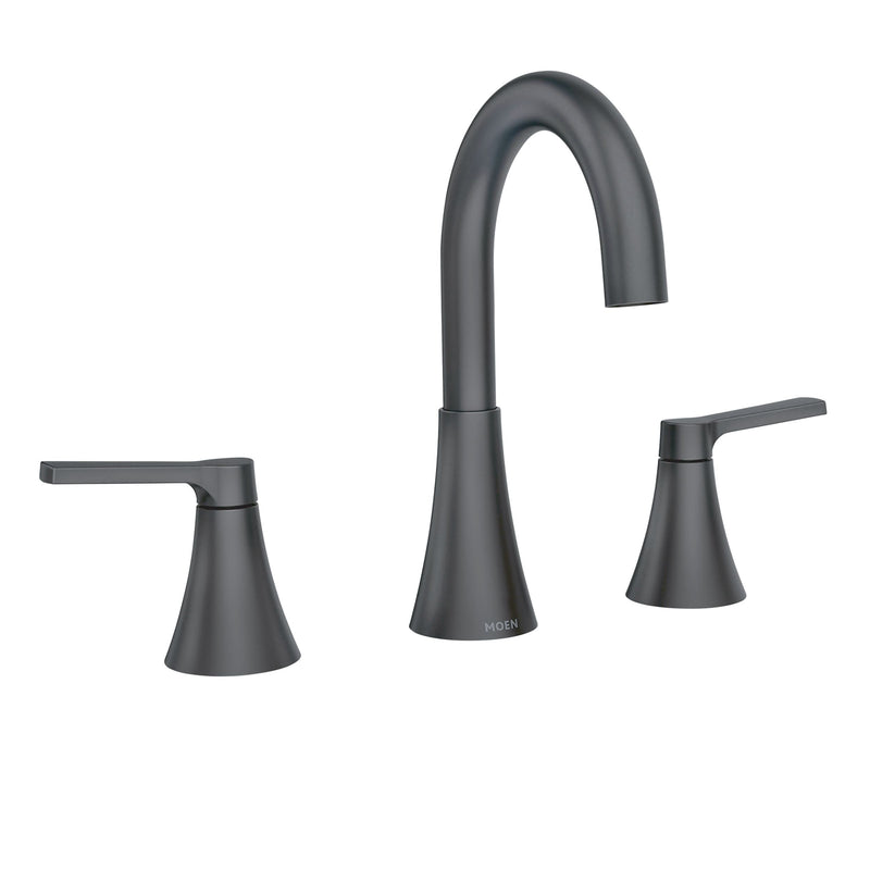 Moen Mikah Double Handle Widspread Bathroom Faucet, Matte Black Y4