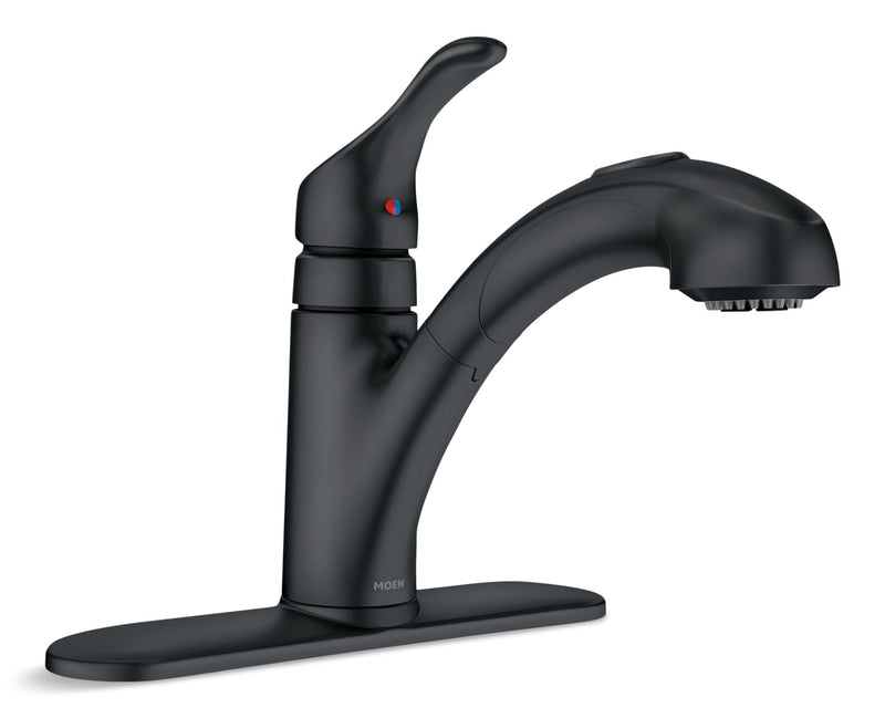 Moen Renzo Single-Handle Pull-Out Kitchen Faucet, Matte Black Q0
