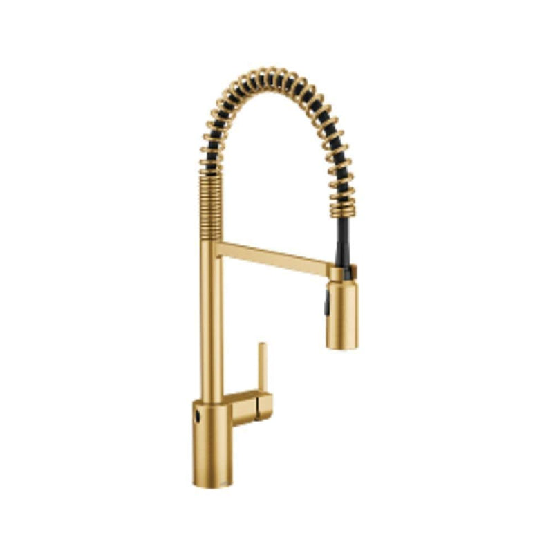 Moen Single Handle Pull Down Kitchen Faucet with MotionSense Wave & Power Clean, Brushed Gold J3