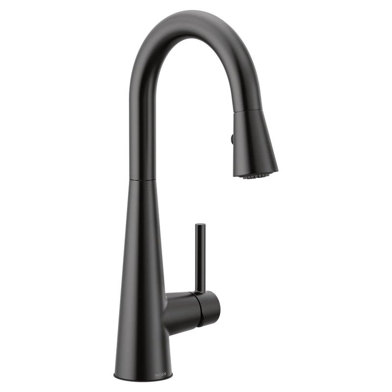 Moen Sleek Single Handle High Arc Pull Down Kitchen Faucet, Matte Black L0