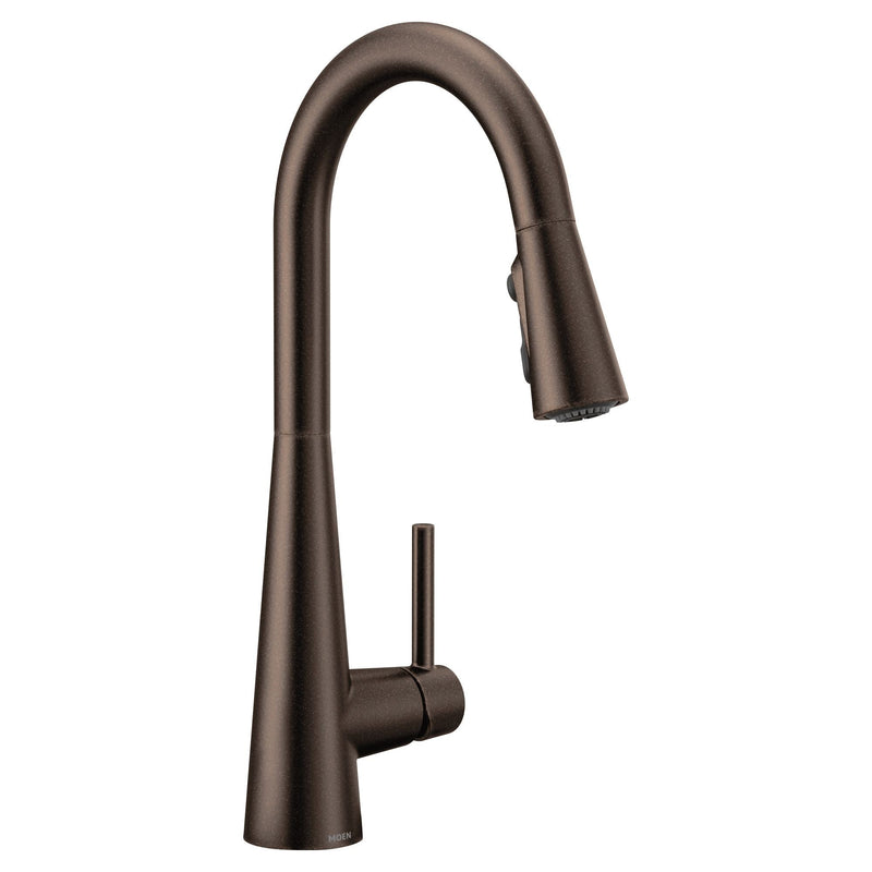 Moen Sleek Single Handle High Arc Pull Down Kitchen Faucet, Oil Rubbed Bronze L5