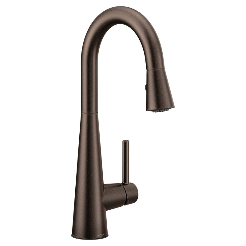 Moen Sleek Single Handle High Arc Pull Down Sprayer Kitchen Faucet, Oil Rubbed Bronze O7