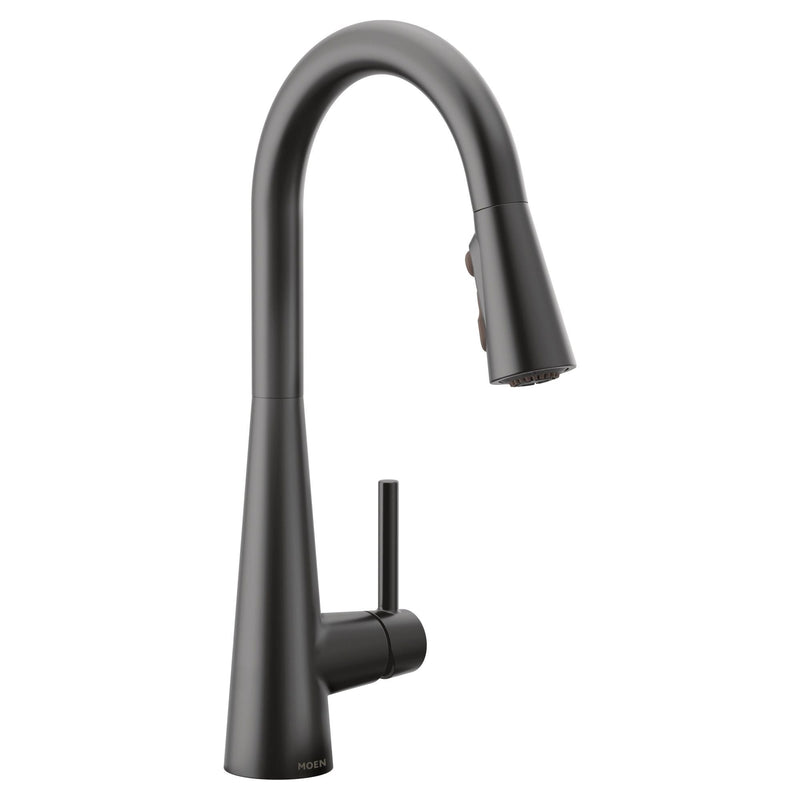 Moen Sleek Single Handle High Arc Pull Down Sprayer Kitchen Faucet with Power Boost, Matte Black D4