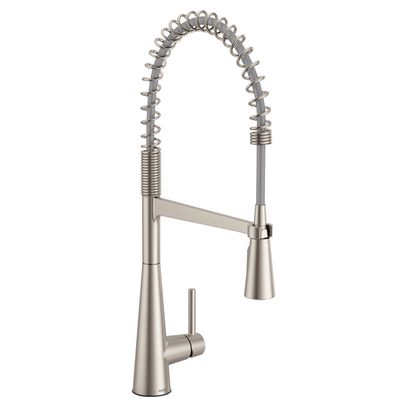 Moen Sleek Single Handle Pre-Rinse Spring Pull Down Spot-Resist Kitchen Faucet, Stainless Steel P7