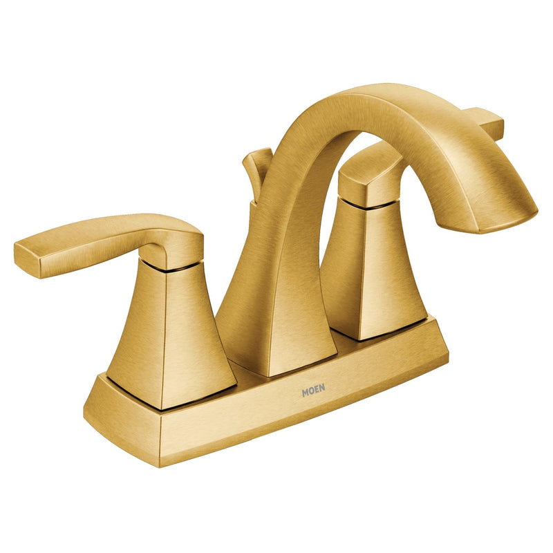 Moen Voss Double Handle 4-in Centerset Bathroom Sink Faucet, WaterSense Certified, Brushed Gold J4