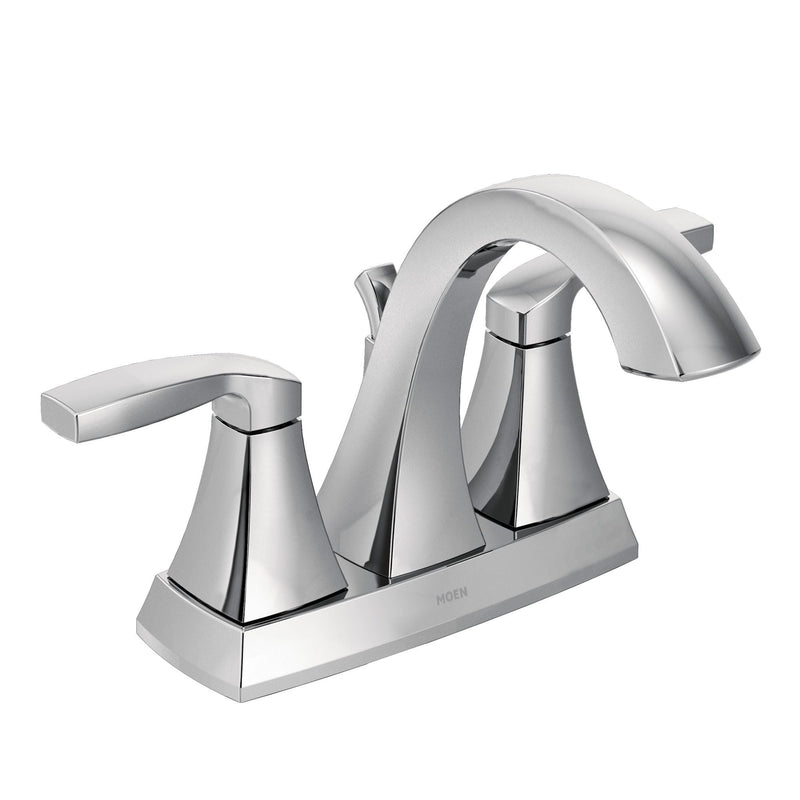 Moen Voss Double Handle High Arc 4-in Centerset Bathroom Sink Faucet, Chrome J7