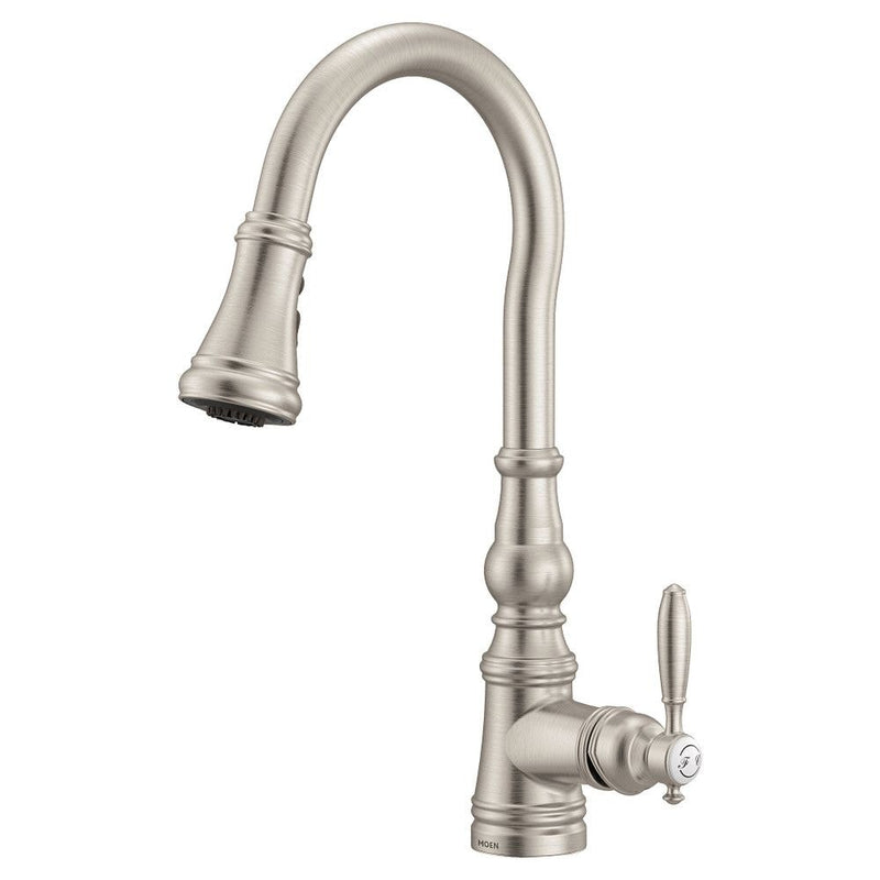Moen Weymouth Single Handle High Arc Pull Down Spot-Resist Sprayer Kitchen Faucet with Power Boost, Stainless Steel P2