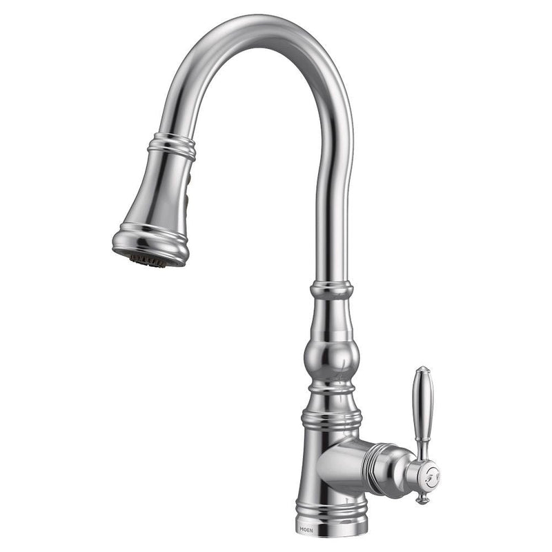 Moen Weymouth Single Handle High Arc Pull Down Sprayer Kitchen Faucet with Power Clean, Chrome U8
