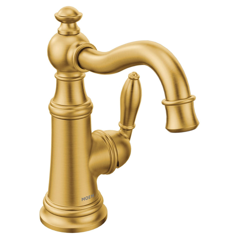 Moen Weymouth Single Handle Single Hole Bathroom Sink Faucet, WaterSense Certified, Brushed Gold K2