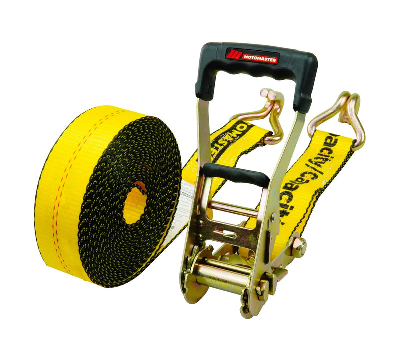 MotoMaster 10,000-lb Ratchet Tie Down Strap, Abrasion Resistant, 2-in x 27-ft J5