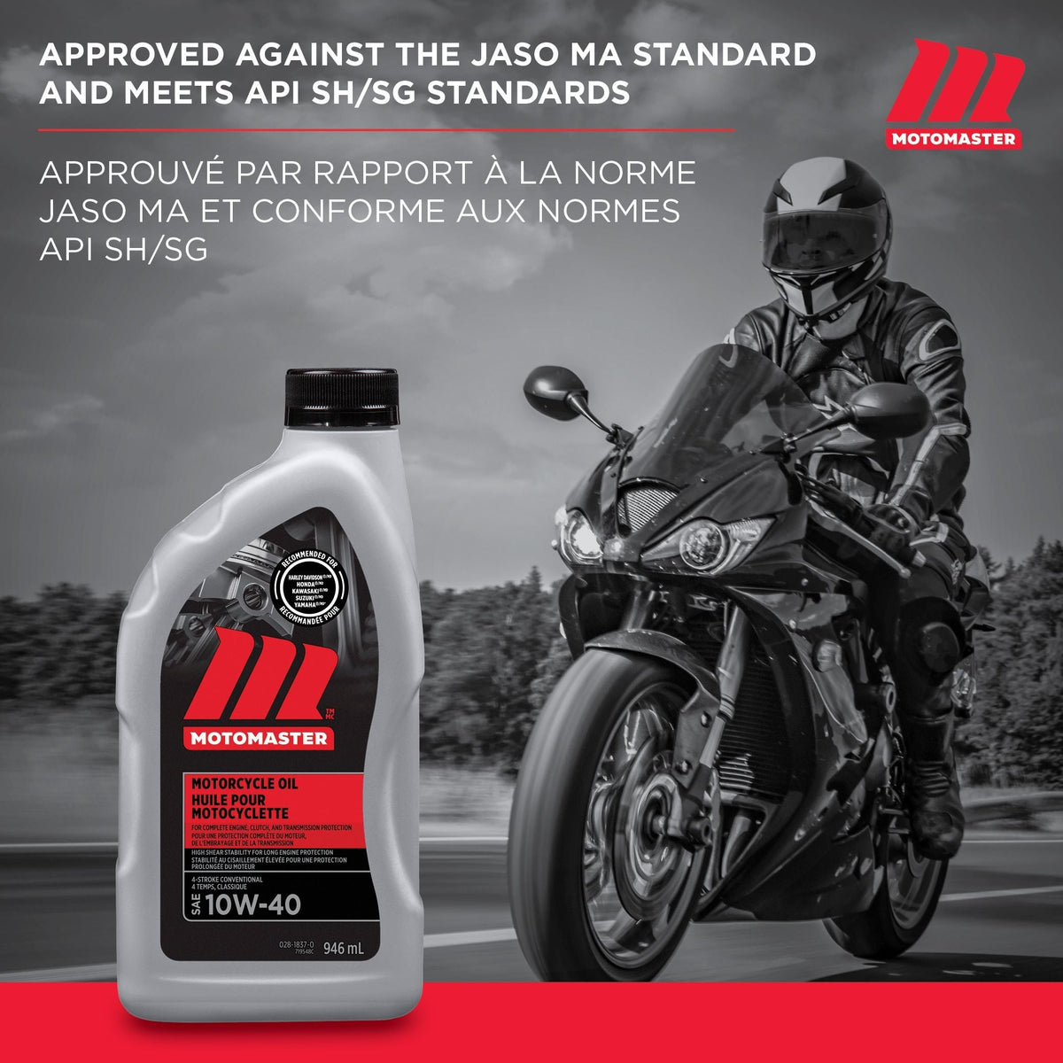 MotoMaster 10W40 4-Stroke Motorcycle Oil, 946-mL