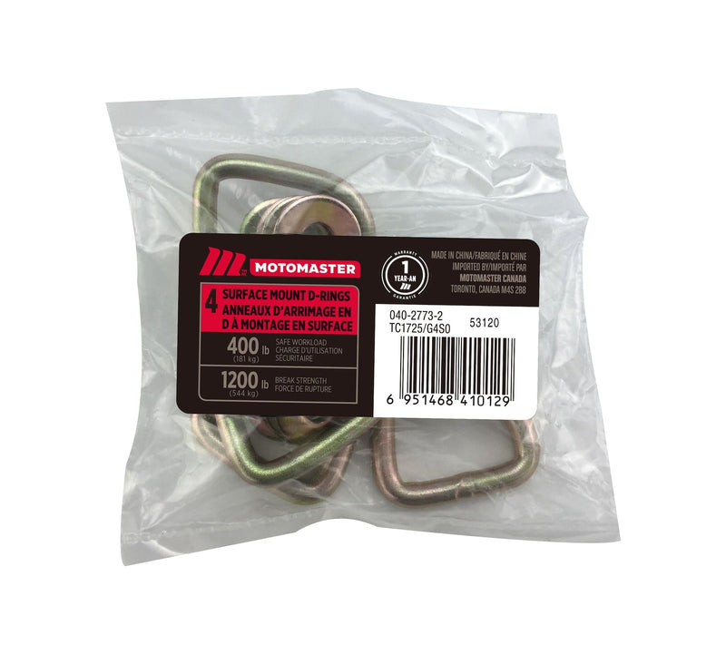 MotoMaster 1,200-lb Light Duty D-Ring, Surface Mountable, 4-pk S7