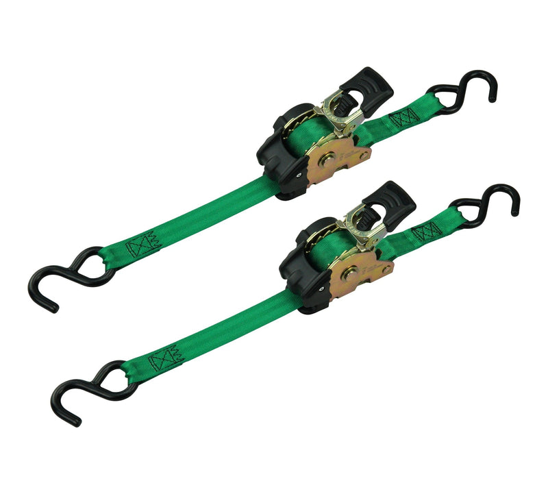 MotoMaster 1,200-lb Retractable Ratchet Tie Down Straps, 1-in x 10-ft (2.54 cm x 3 m), 2-pk Y5